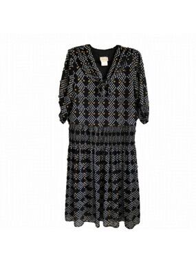 VINTAGE Algo 80’s Chiffon Drop Waist Blouson Midi Dress (XL/1X)